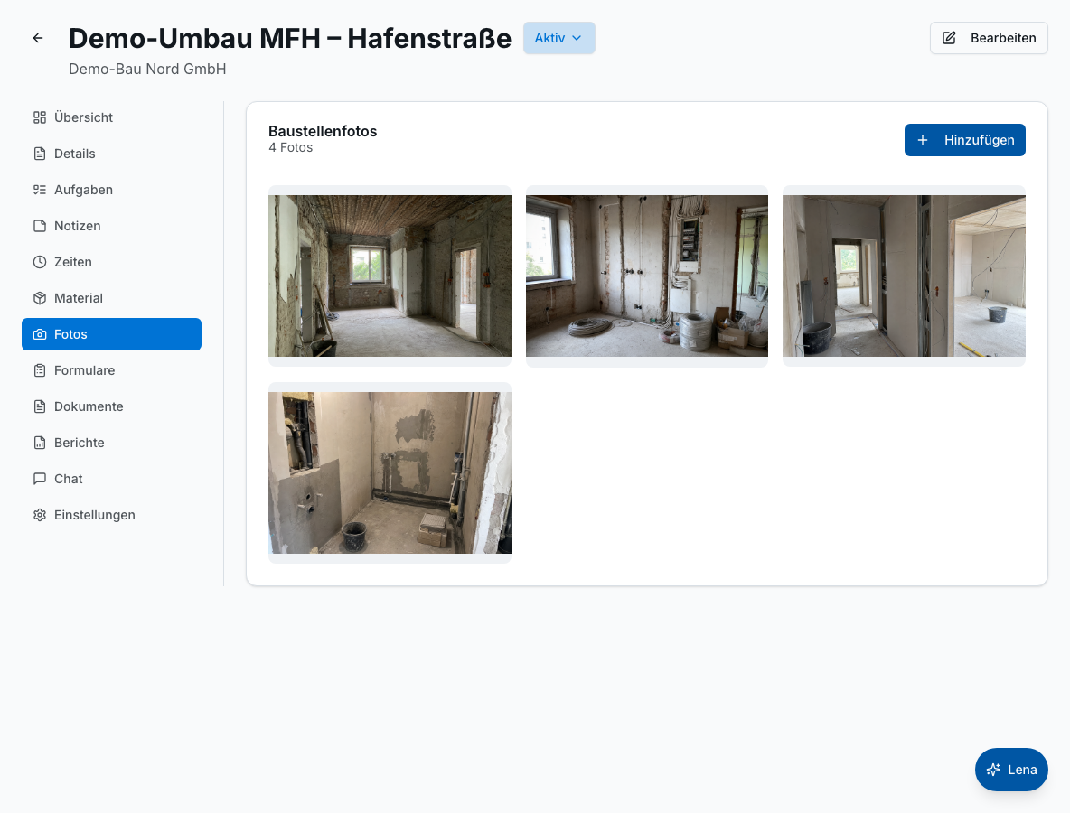 Baudokumentation in Bleno – Produktansicht