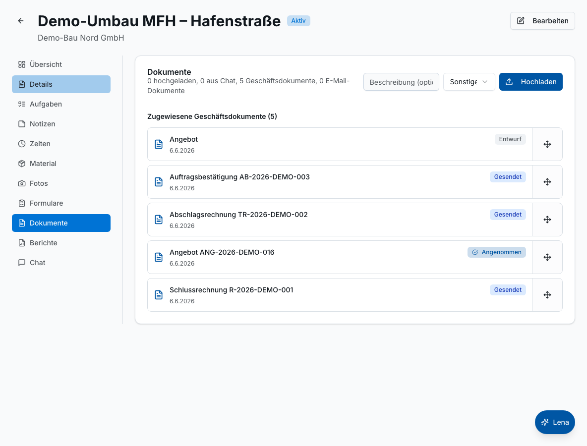 Baudokumentation in Bleno: Regieberichte