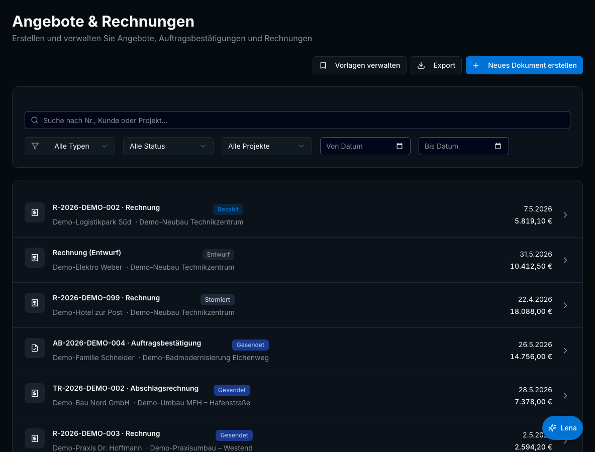 E-Rechnung (ZUGFeRD) in Bleno – Produktansicht