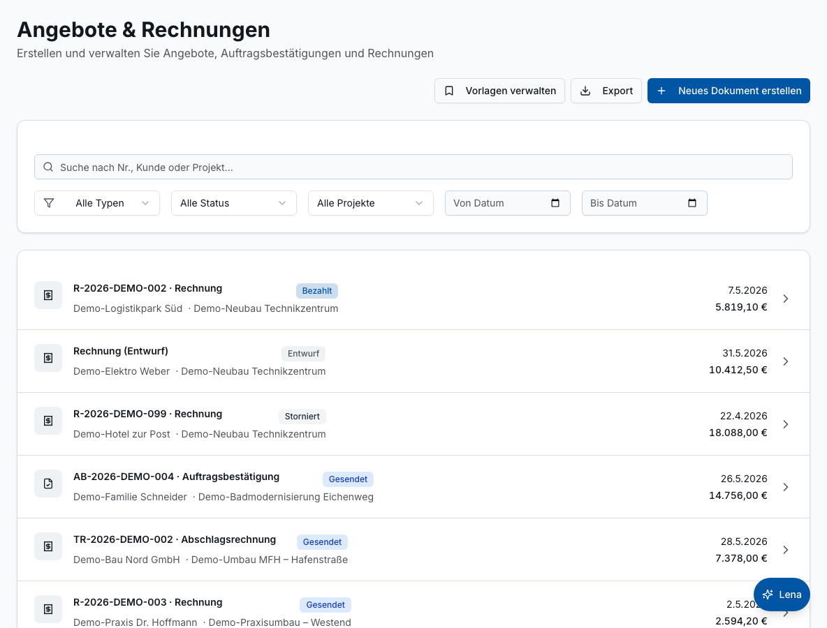E-Rechnung (ZUGFeRD) in Bleno – Produktansicht