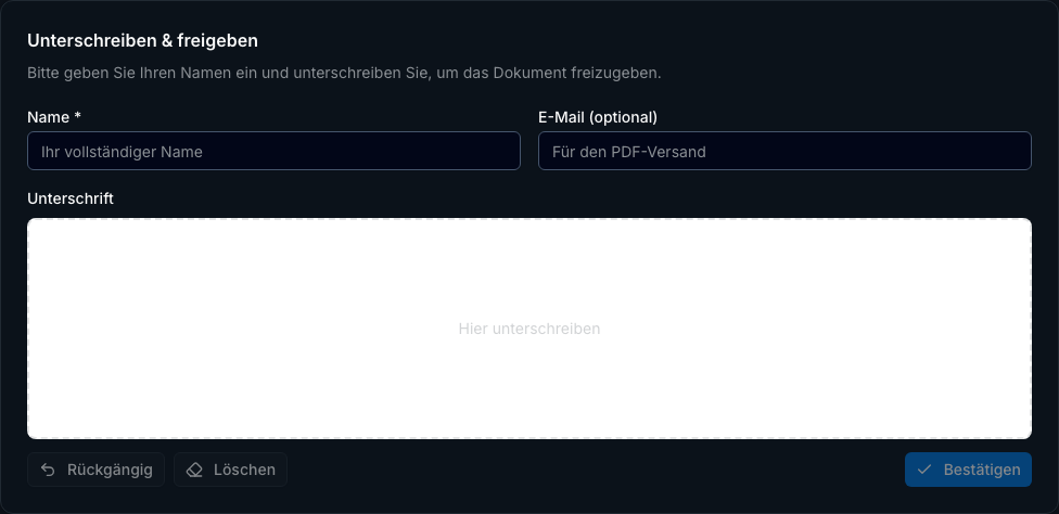 Kundenportal in Bleno: Formulare ausfüllen und rechtssicher unterschreiben