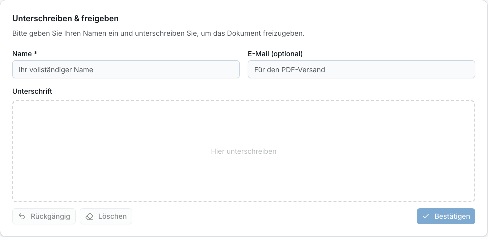 Kundenportal in Bleno: Formulare ausfüllen und rechtssicher unterschreiben