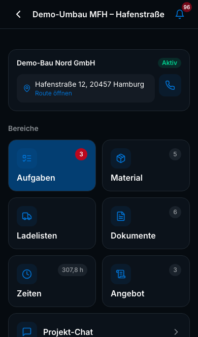 Mitarbeiter-App in Bleno: Alle Projektunterlagen dabei