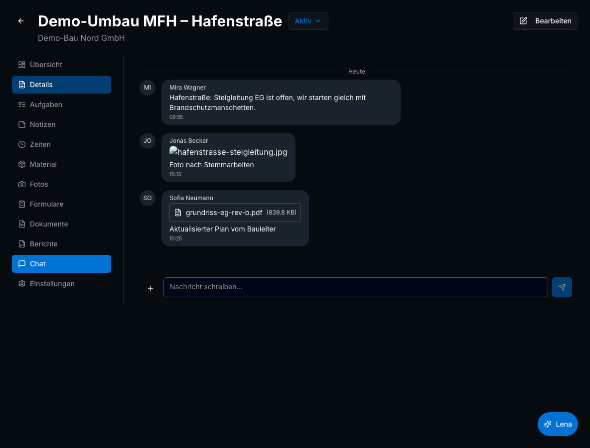 Team-Chat in Bleno: Projektbasierte Kanäle