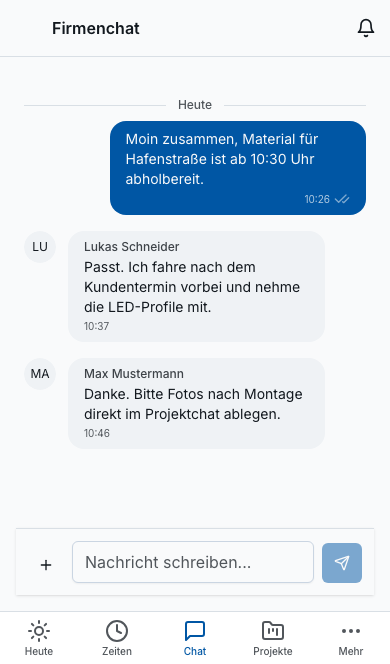 Team-Chat in Bleno: Immer erreichbar – auch mobil