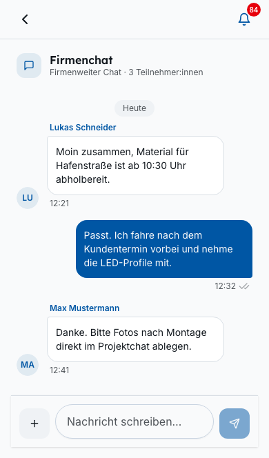 Team-Chat in Bleno: Immer erreichbar – auch mobil
