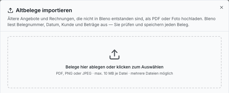 Umstieg & Einrichtung in Bleno: Alte Angebote und Rechnungen per KI einlesen
